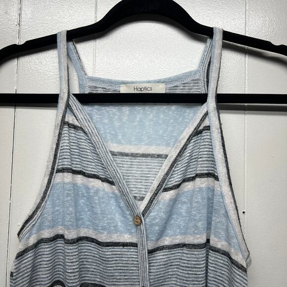 Haptics Striped Button Down Sleeveless Tie Front Top Size Small Flowy Fit - Picture 3 of 11